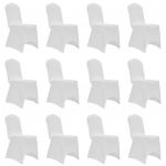 vidaXL Huse elastice pentru scaun, 12 buc., alb