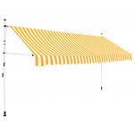 vidaXL Copertină retractabilă manual, portocaliu și alb, 350 cm, dungi