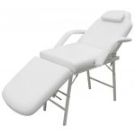 vidaXL Scaun tratament facial, piele artificială, 185x78x76 cm, alb