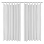 Draperii micro-satin cu bride, 2 buc., 140 x 225 cm, alb