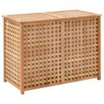 vidaXL Coș de rufe, 87,5x46x67 cm, lemn masiv de nuc