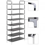 vidaXL Raft încălțăminte 8 rafturi, Metal și textil nețesut, Negru