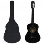 vidaXL Set de chitară clasică începători, 8 piese, negru, 1/2 34"