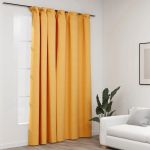 vidaXL Draperie opacă, aspect de in, galben, 290 x 245 cm, cu cârlige