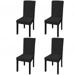 vidaXL Huse de scaun elastice drepte, 4 buc., negru