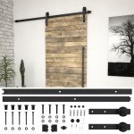vidaXL Set feronerie pentru uși glisante SKIEN, negru, 183 cm, oțel
