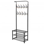 vidaXL Cuier cu rafturi pentru pantofi, 68 x 32 x 182,5 cm, negru