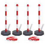 vidaXL Set 4 stâlpi de blocare & 2 lanțuri de plastic, 10 m