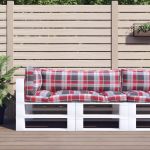 vidaXL Perne pentru paleți, 3 buc., roșu carouri, material textil
