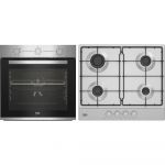 Pachet plita gaz + cuptor electric Beko BBSE12130XD, SteamShine Cleaning, clasa A, Inox