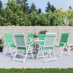 vidaXL Perne scaun cu spătar înalt, 6 buc., verde, 120x50x3 cm, textil