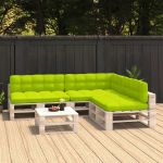 vidaXL Perne pentru canapea din paleți, 7 buc, verde crud
