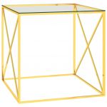 vidaXL Masă de cafea, auriu, 55x55x55 cm, oțel inoxidabil și sticlă