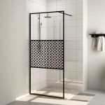 vidaXL Paravan duș walk-in, negru, 100x195 cm, sticlă ESG transparentă