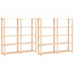 vidaXL Etajere cu 5 rafturi, 2 buc, 170x38x170 cm, lemn de pin, 500 kg