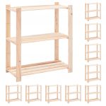 vidaXL Etajere cu 3 niveluri, 10 buc., 80x38x90 cm, pin masiv, 150 kg