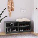 vidaXL Pantofar, gri, 110x34x45 cm, lemn masiv de pin