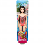 Papusa Barbie Bruneta Cu Costum De Baie Cu Modele Geometrice