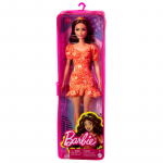 Papusa Barbie Fashionistas - Bruneta cu rochie rosie cu flori