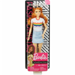 Papusa Barbie Fashionistas cu fustita si tricou curcubeu