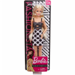 Papusa Barbie Fashionistas cu rochita alb negru