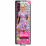 Papusa Barbie Fashionistas fara par si rochie roz cu maneci bufante