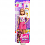 Papusa Barbie gama family bona blonda cu fustita roz