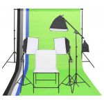 vidaXL Kit studio foto cu iluminare și masă foto