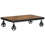 vidaXL Măsuță de cafea cu roți, 100x60x26 cm, lemn masiv reciclat