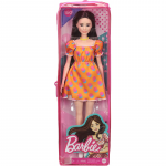 Papusa Barbie Fashionistas sAtena cu rochita portocalie cu buline