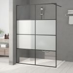 vidaXL Perete cabină duș walk-in negru 140x195 cm sticlă ESG semi-mată