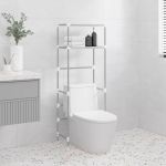 vidaXL Etajeră deasupra toaletei 2 polițe, gri, 53,5x28x143 cm, fier