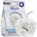 Burete de dus 2 in 1 Esponjabon, cu plasa exfolianta si sapun de Mother of Pearls incorporat, cu efect iluminator