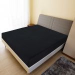vidaXL Cearșaf de pat cu elastic, 2 buc., negru, 90x200 cm, bumbac