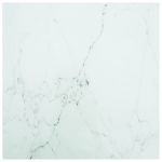 vidaXL Blat masă alb 70x70 cm 6 mm sticlă securizată design marmură