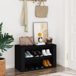 vidaXL Suport pantofi, negru, 75x35x45 cm, lemn prelucrat