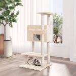 vidaXL Ansamblu de pisici cu stâlpi din funie de sisal, crem, 108,5 cm