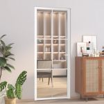 vidaXL Ușă de interior, 83x201,5 cm, alb, sticlă ESG și aluminiu