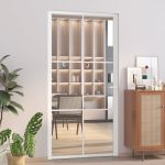 vidaXL Ușă de interior, 102,5x201,5 cm, alb, sticlă ESG și aluminiu