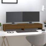 vidaXL Suport pentru monitor, maro miere, 100x27x15 cm, lemn masiv pin