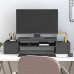 vidaXL Suport pentru monitor, gri, 70x27,5x15 cm, lemn masiv pin