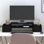 vidaXL Suport pentru monitor, negru, 70x27,5x15 cm, lemn masiv de pin