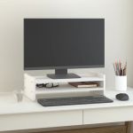 vidaXL Suport pentru monitor, alb, 50x27x15 cm, lemn masiv pin