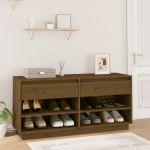 vidaXL Pantofar, maro miere, 110x34x52 cm, lemn masiv de pin