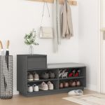 vidaXL Pantofar, gri, 110x34x61 cm, lemn masiv de pin