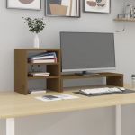 vidaXL Suport pentru monitor, maro miere, 81x20x30 cm, lemn masiv pin