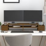 vidaXL Suport pentru monitor, maro miere 100x27,5x15 cm lemn masiv pin