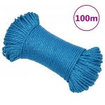 vidaXL Frânghie de lucru, albastru, 8 mm, 100 m, polipropilenă