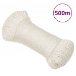 vidaXL Frânghie de lucru, alb, 3 mm, 500 m, polipropilenă