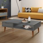 vidaXL Măsuță de cafea "MOLDE" gri, 100x55x31 cm, lemn masiv de pin